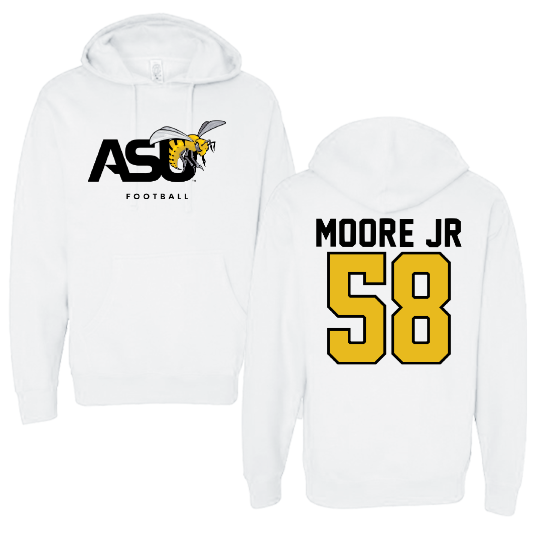 Alabama State University Football White ASU Hoodie - #58 Michael Moore Jr