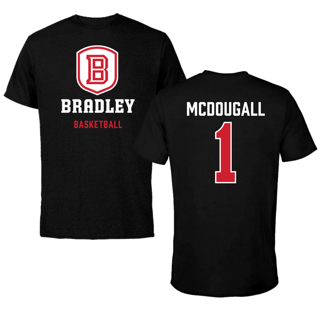 Bradley University Basketball Black Block Tee - #1 Claire McDougall