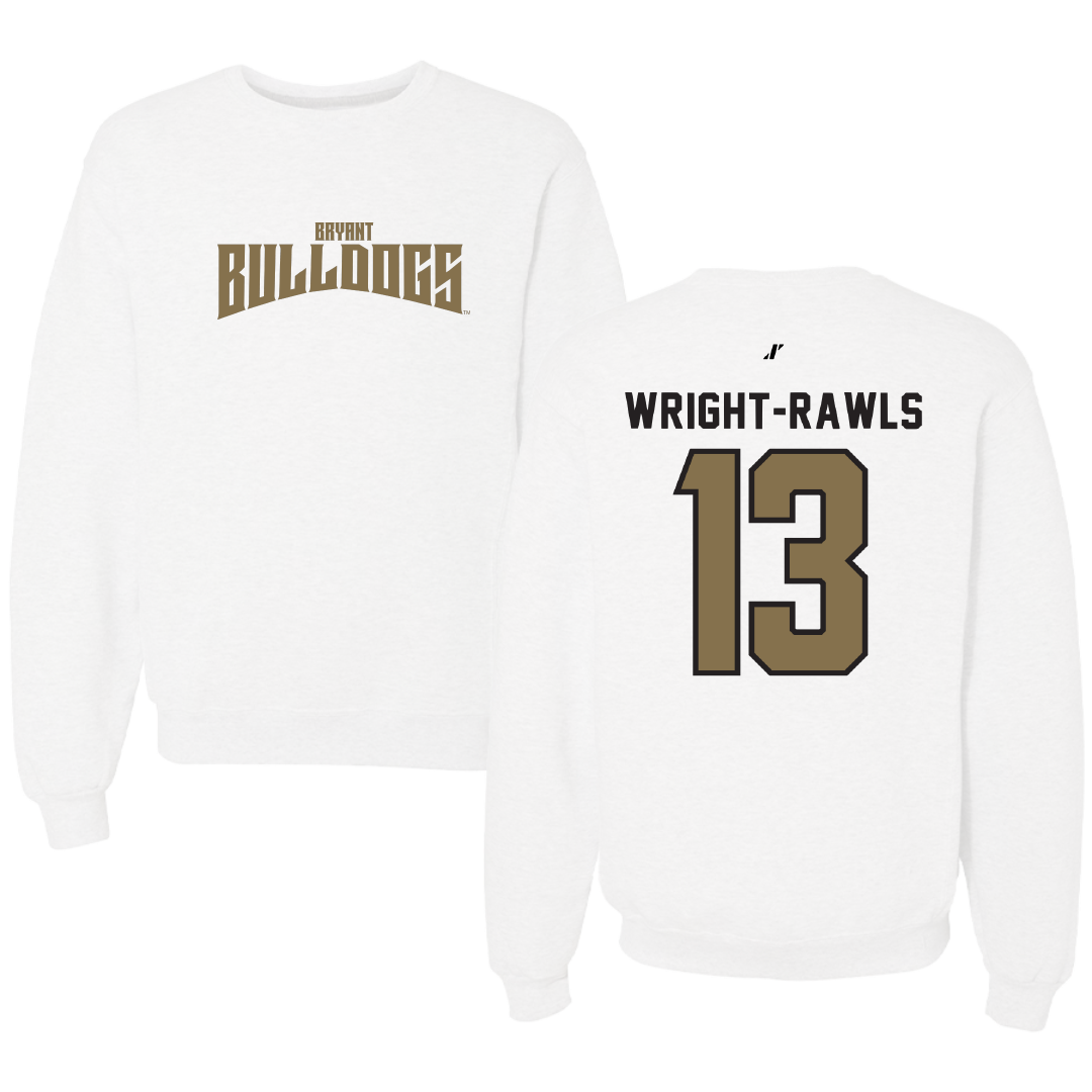 Bryant University Football White Classic Crewneck - #13 Taylor Wright-Rawls