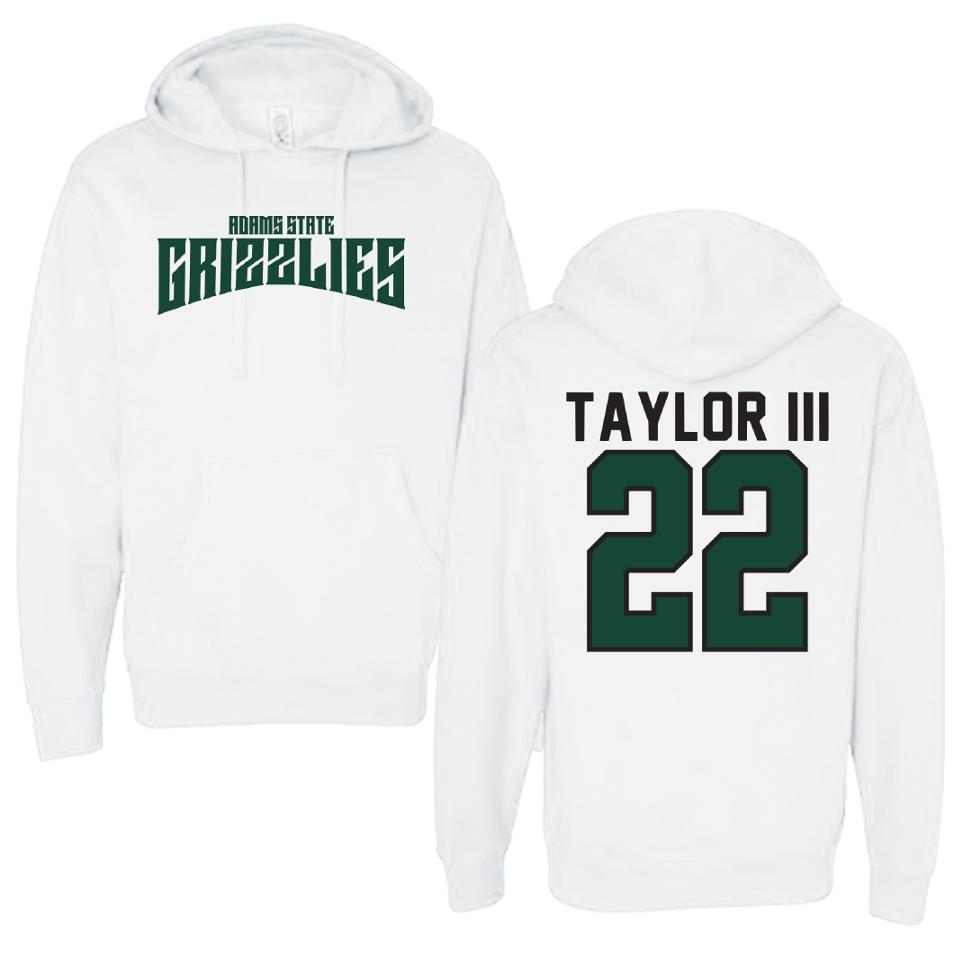 Adams State University Football White Classic Hoodie - #22 Dervin Taylor III