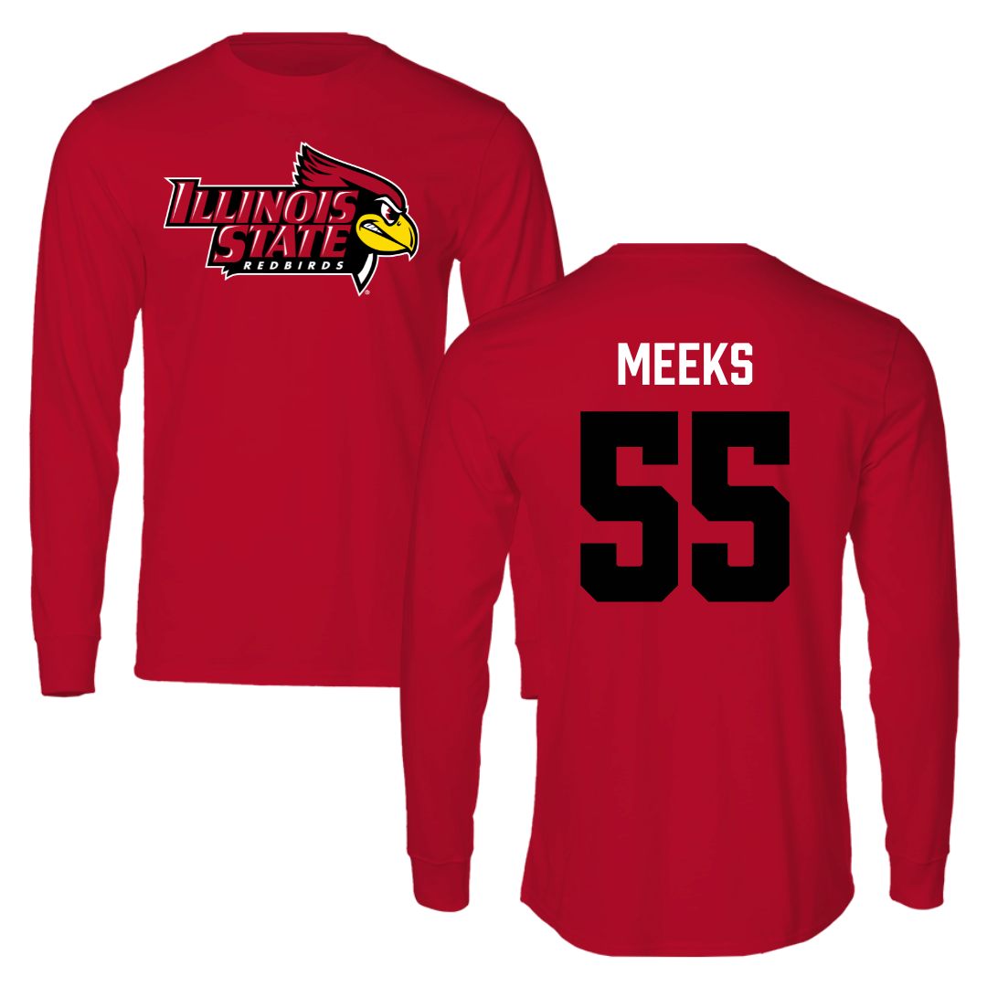 Illinois State University Softball Red Redbird Performance Long Sleeve - #55 Hannah Meeks