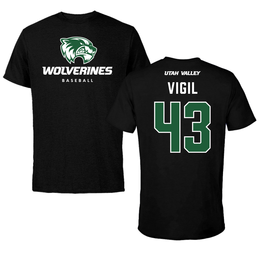 Utah Valley University Baseball Black Mascot Tee - #43 Jordan Vigil