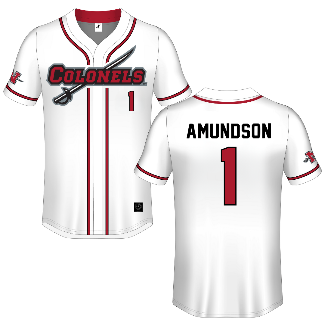Nicholls State University White Button-Down Jersey - #1 Kaden Amundson