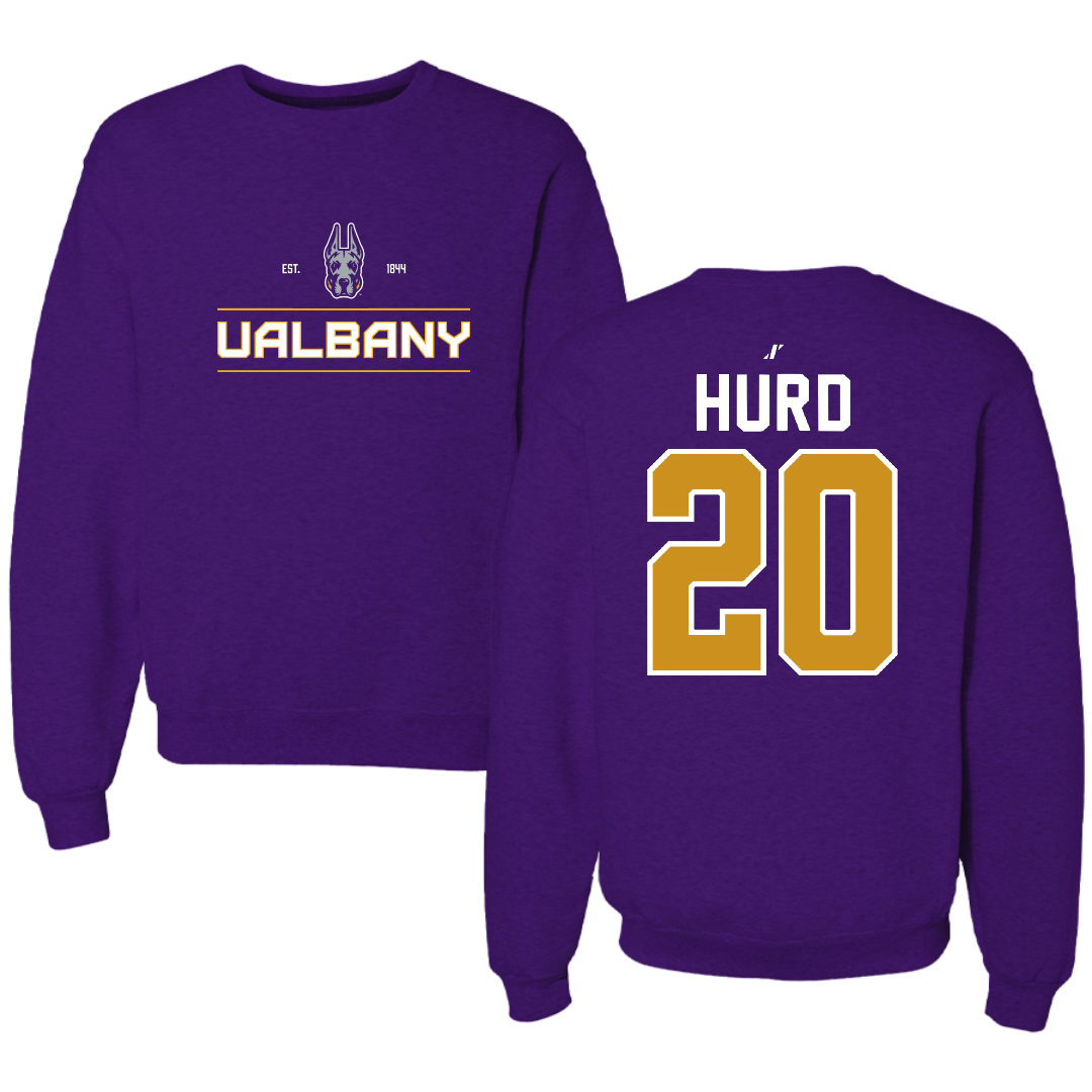 University at Albany Baseball Purple General Crewneck - #20 Justin Hurd