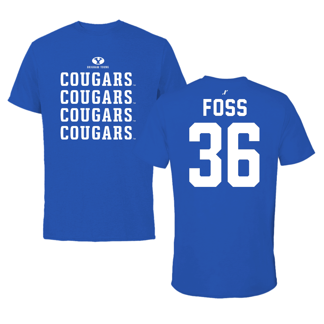 Brigham Young University Baseball Blue General Tee - #36 Carter Foss