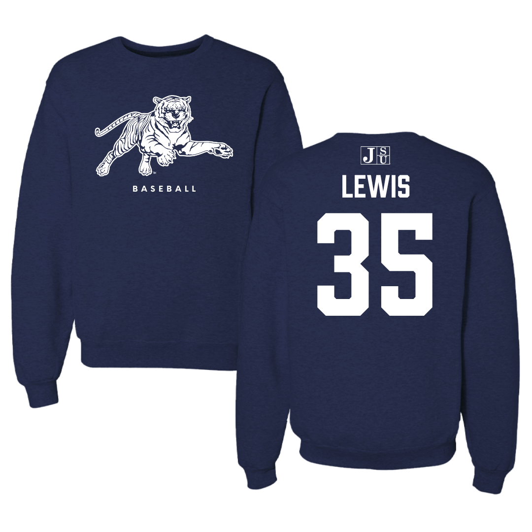 Jackson State University Baseball Navy Crewneck - #35 CJ Lewis