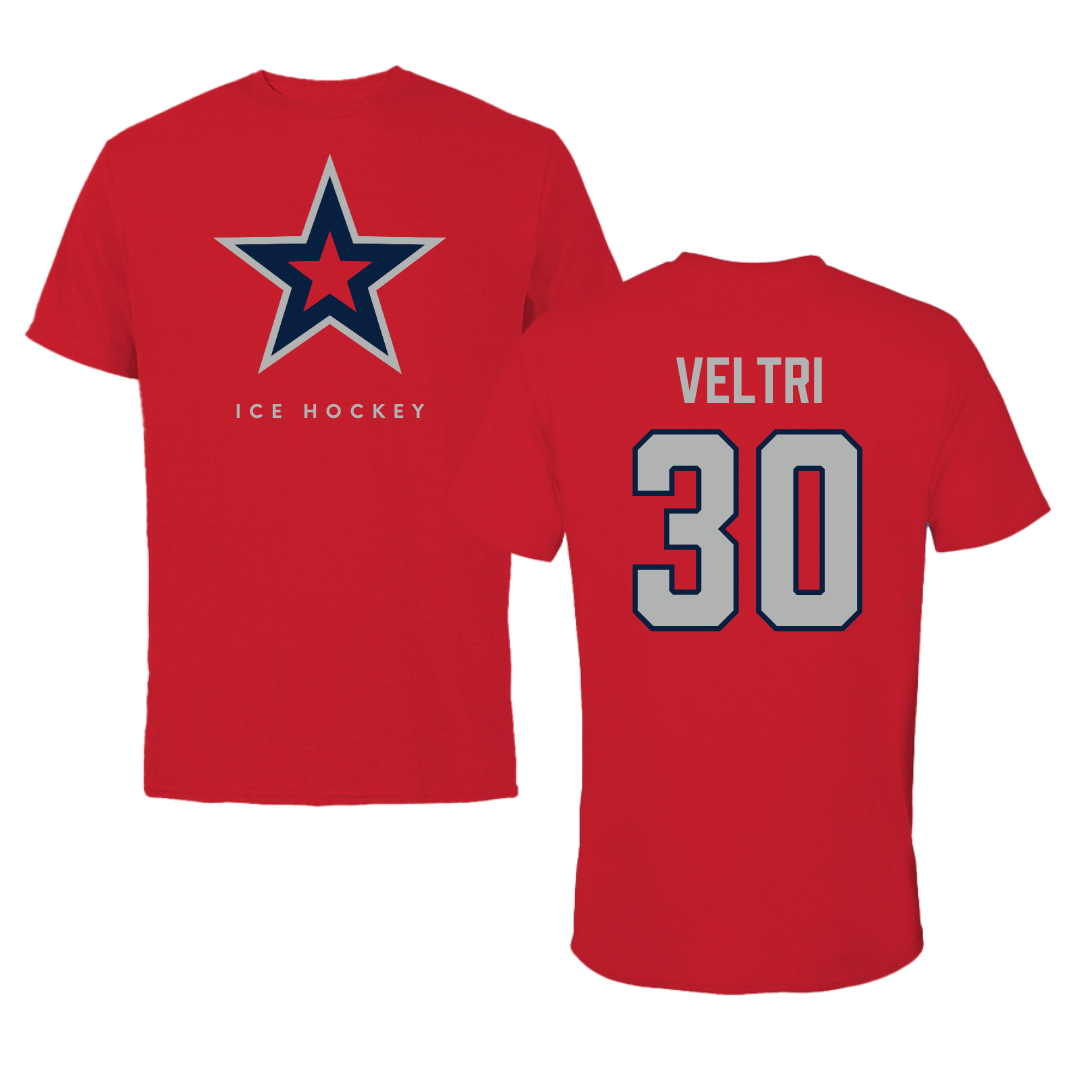 Robert Morris University Ice Hockey Red Performance Tee - #30 Chad Veltri