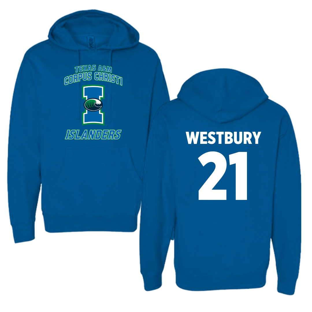 Texas A&M University-Corpus Christi Soccer Blue Hoodie - #21 Morgan Westbury