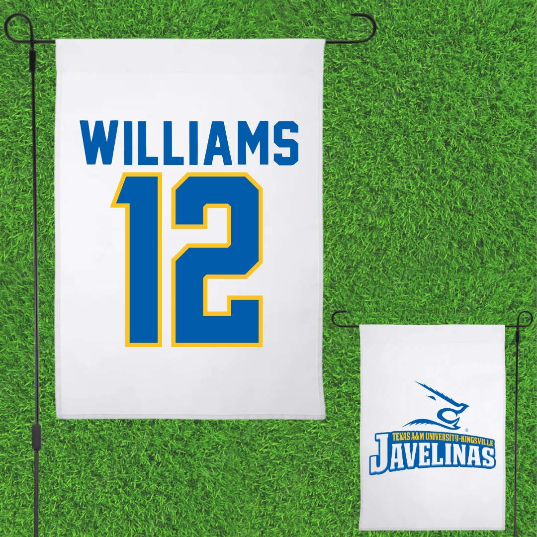 Texas A&M University-Kingsville Beach Volleyball White Garden Flag - #12 Elizabeth Williams