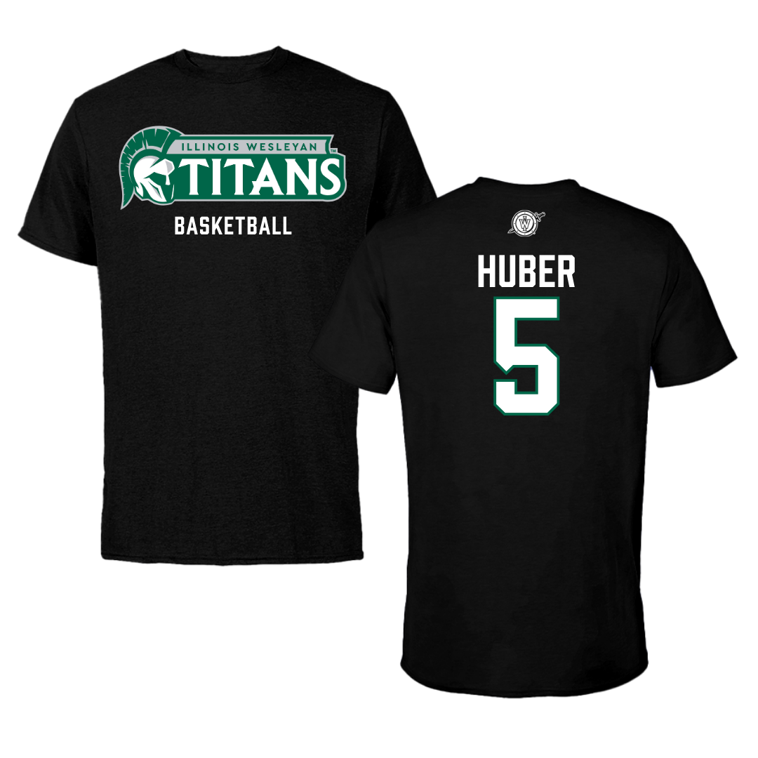 Illinois Wesleyan University Basketball Black Tee - #5 Lauren Huber