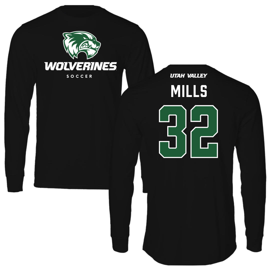 Utah Valley University Soccer Black Long Sleeve - #32 Aden Mills