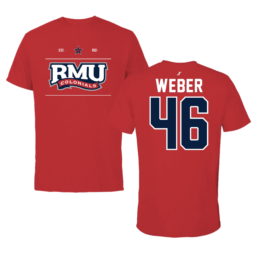 Robert Morris University Football Red General Performance Tee - #46 Zach Weber