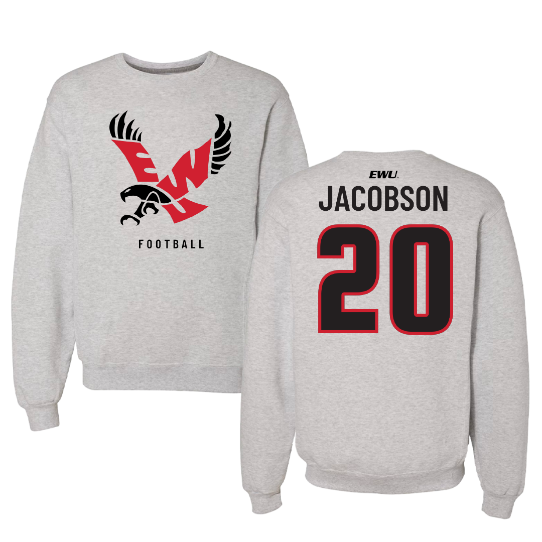 Eastern Washington University Football Gray Crewneck - #20 Tyson Jacobson