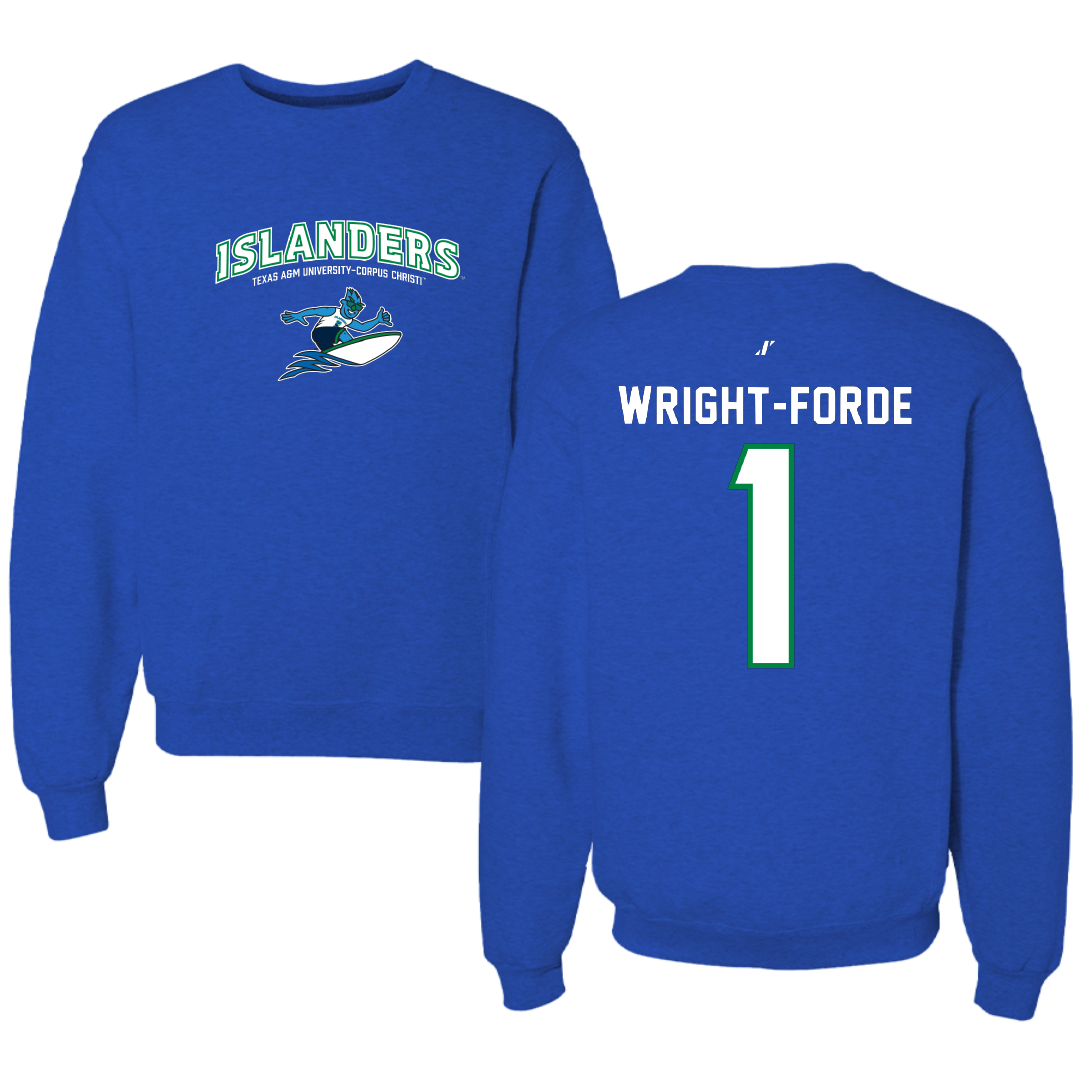 Texas A&M University-Corpus Christi Basketball Blue General Crewneck - #1 Dian Wright-Forde