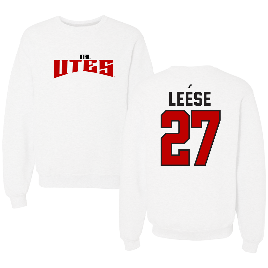 University of Utah Lacrosse White Classic Crewneck - #27 Will Leese