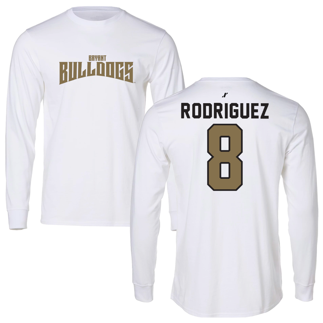 Bryant University Soccer White Classic Long Sleeve - #8 Diego Rodriguez