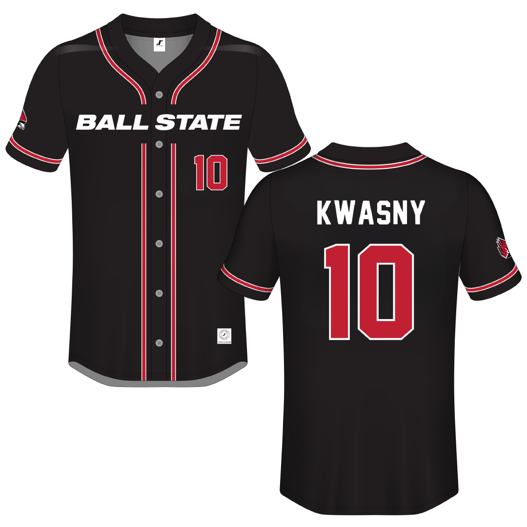 Ball State University Black Button-Down Jersey - #10 Zach Kwasny