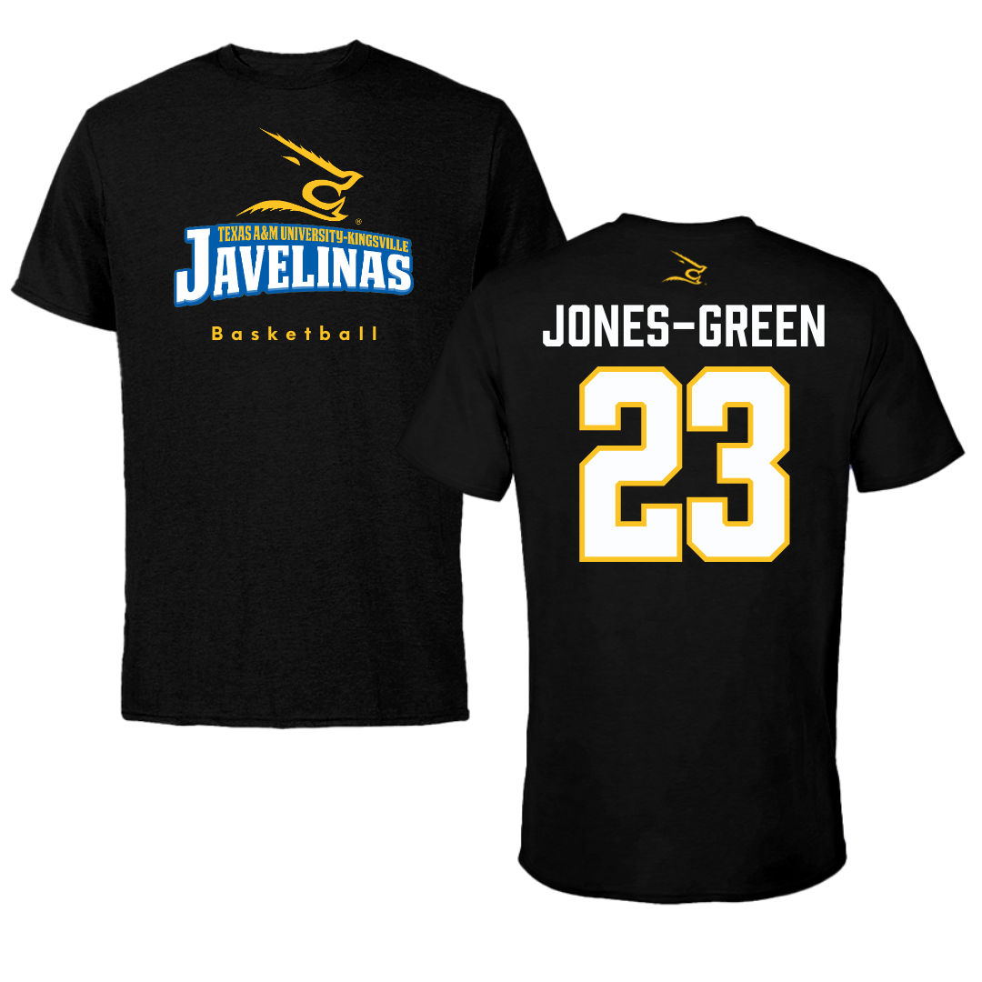 Texas A&M University-Kingsville Basketball Black Tee - #23 Marcus Jones-Green