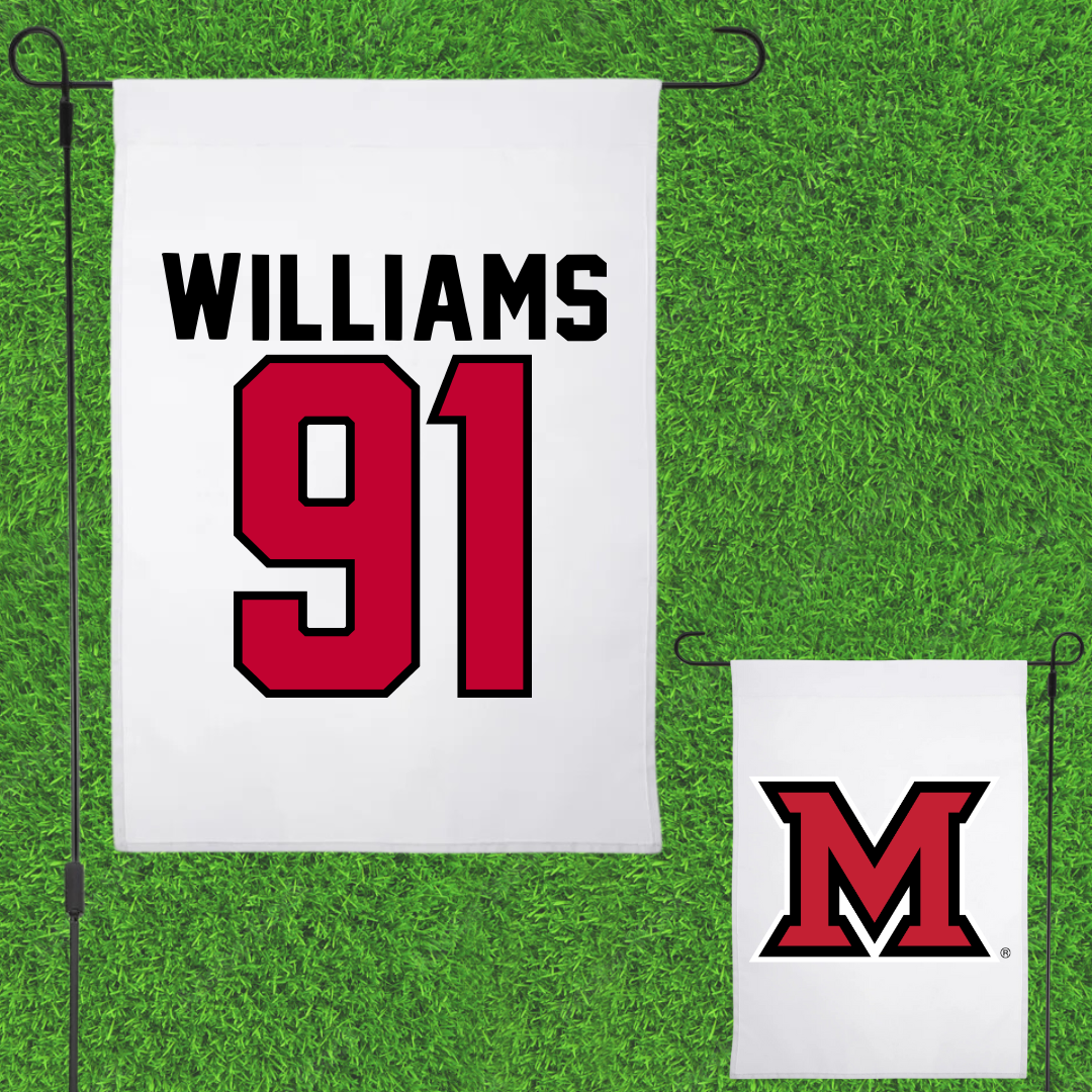 Miami University (Ohio) Football White Garden Flag - #91 Sam Williams