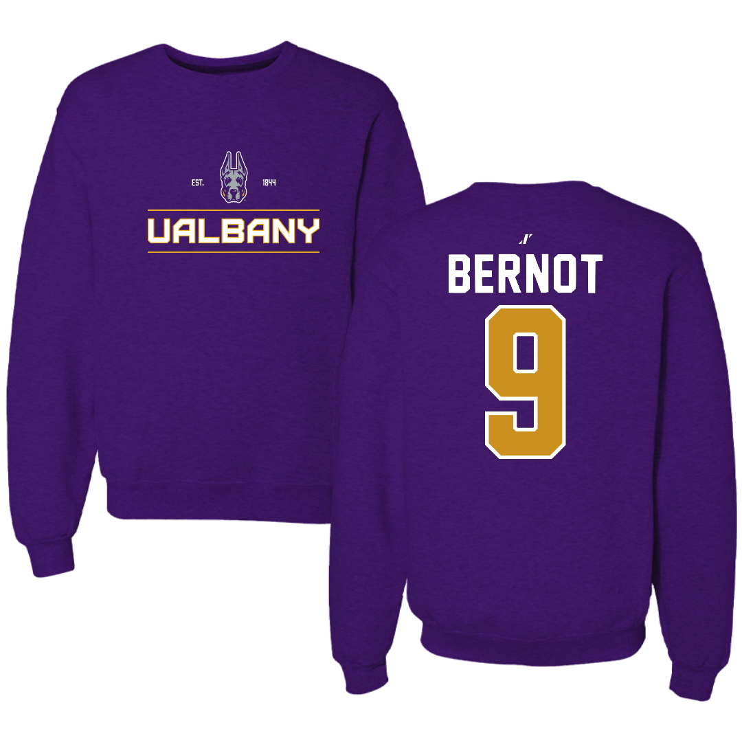 University at Albany Soccer Purple General Crewneck - #9 Tiffany Bernot
