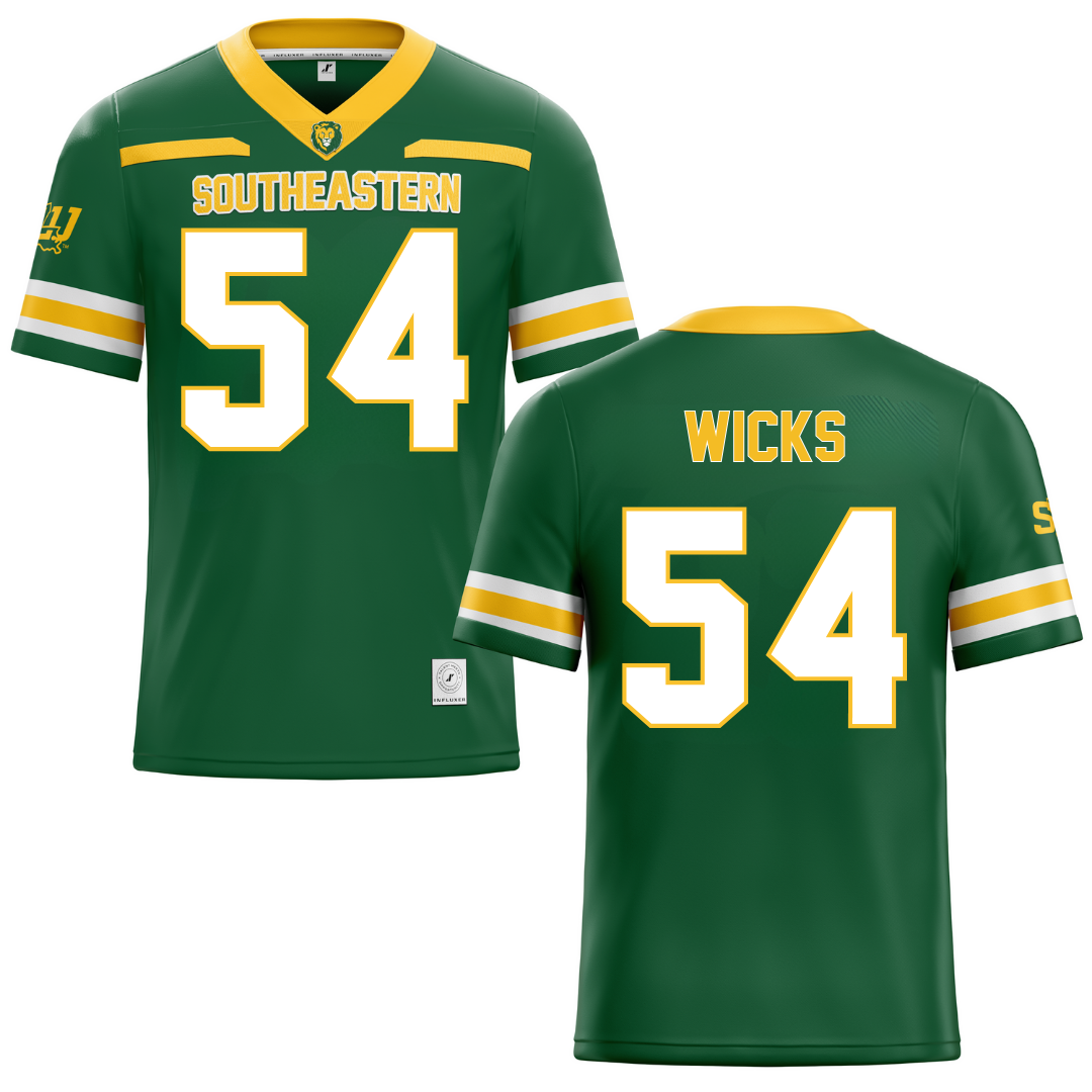 Southeastern Louisiana University Green Football Jersey - #54 Brockhim Wicks