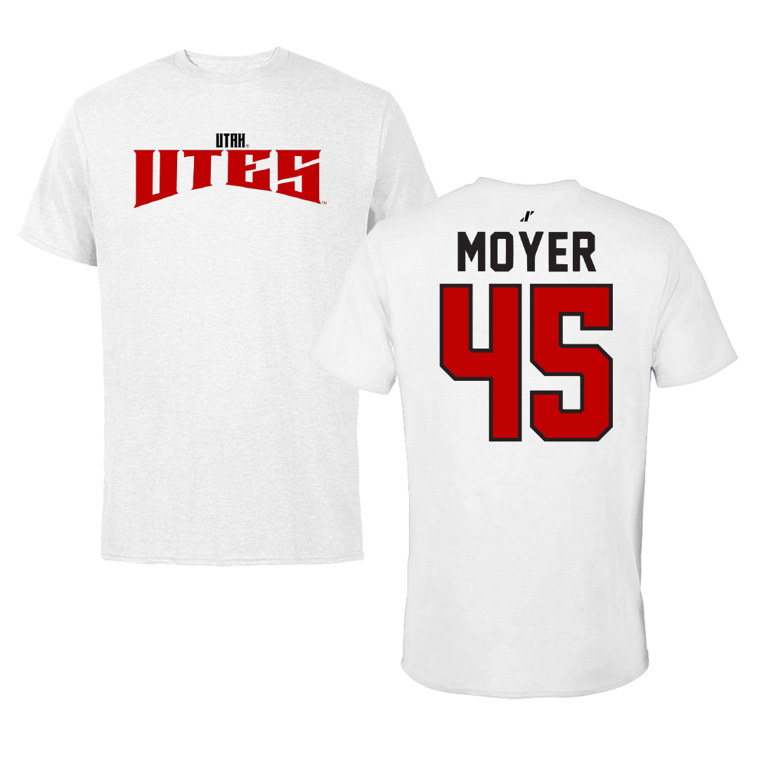 University of Utah Lacrosse White Classic Tee - #45 Carson Moyer