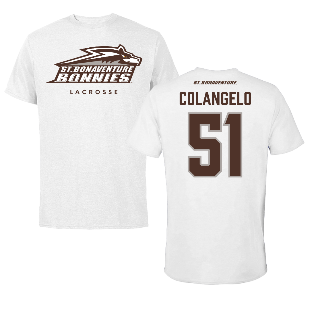 St. Bonaventure University Lacrosse White Performance Tee - #51 Brit Colangelo