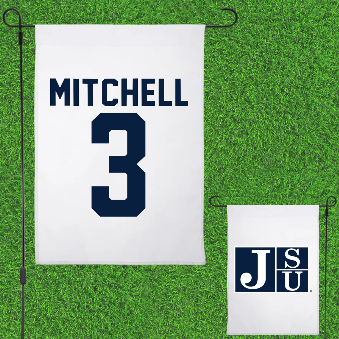 Jackson State University Basketball White Garden Flag - #3 Jayme Mitchell