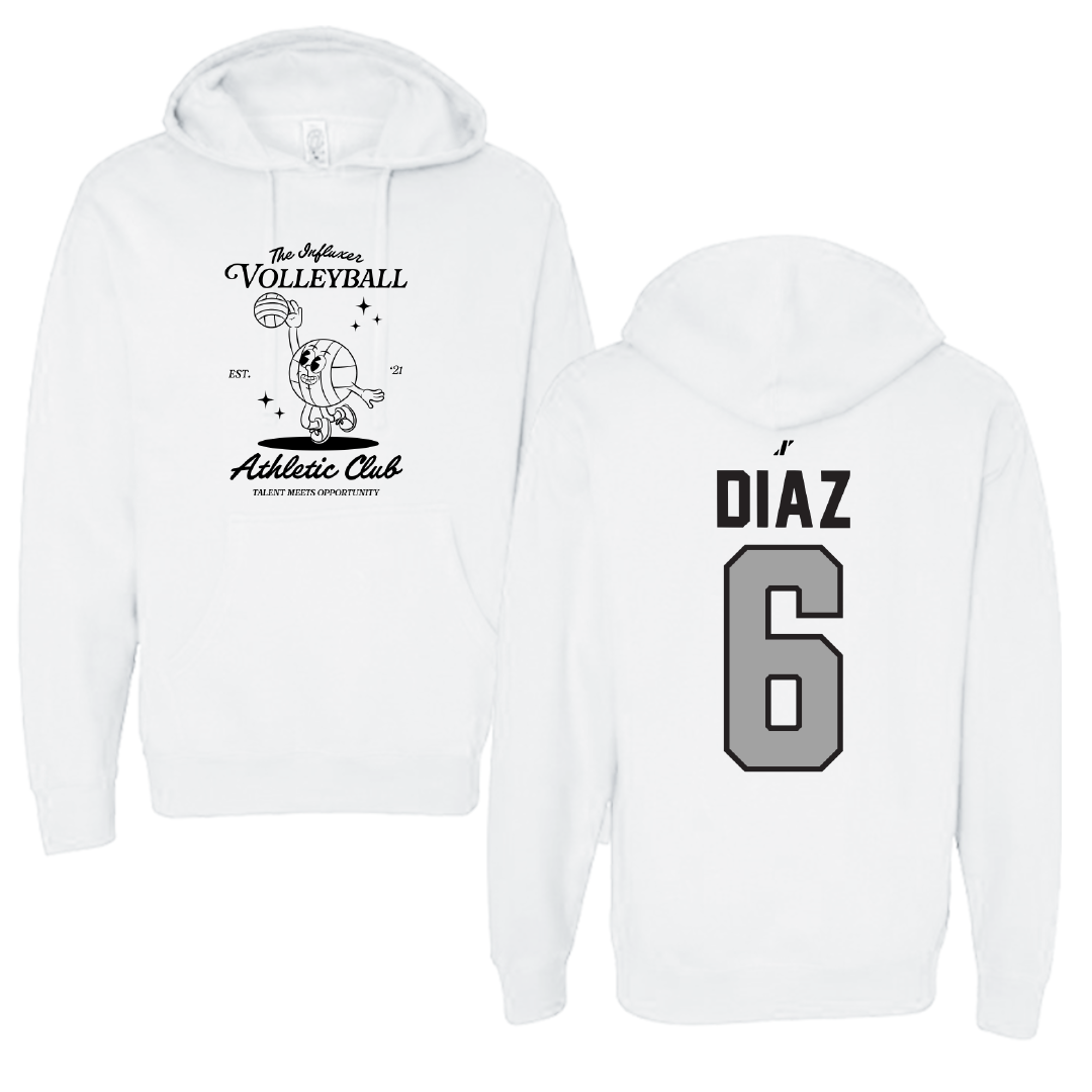 Volleyball White Influxer Athletic Club Hoodie - #6 Diego Diaz