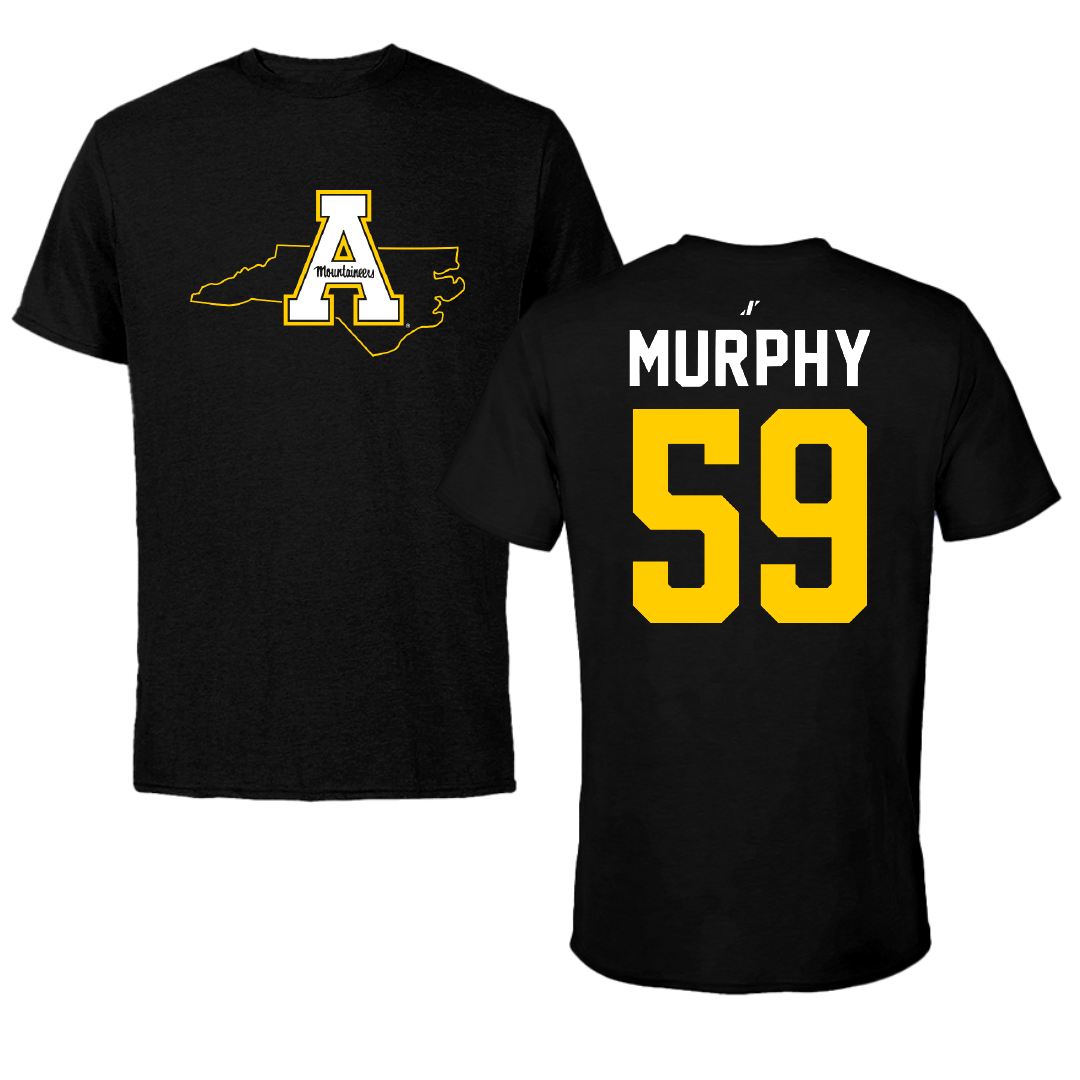Appalachian State University Football Black State Performance Tee - #59 Jack Murphy