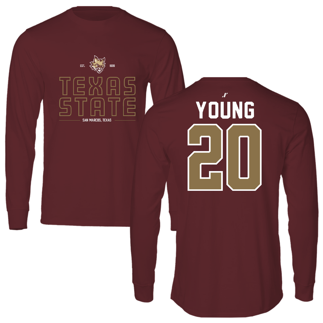 Texas State University Softball Maroon General Performance Long Sleeve - #20 Peyton Young