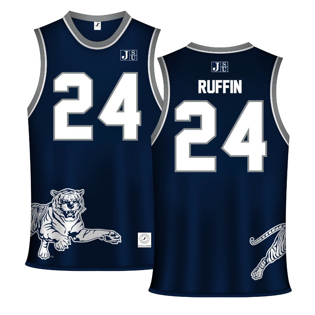 Jackson State University Navy Basketball Jersey - #24 Daeshun Ruffin