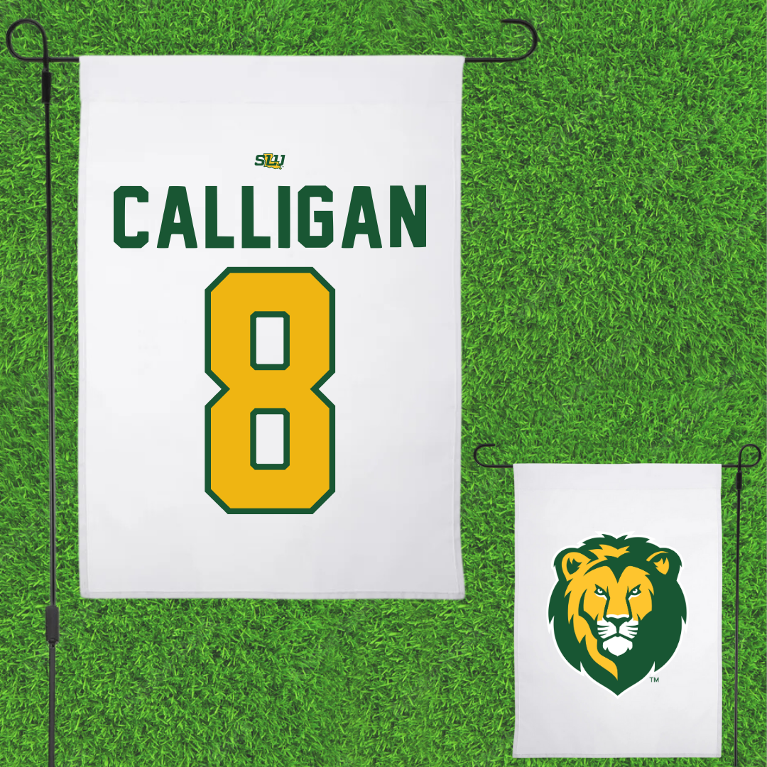 Southeastern Louisiana University Football White Garden Flag - #8 Keydrain Calligan