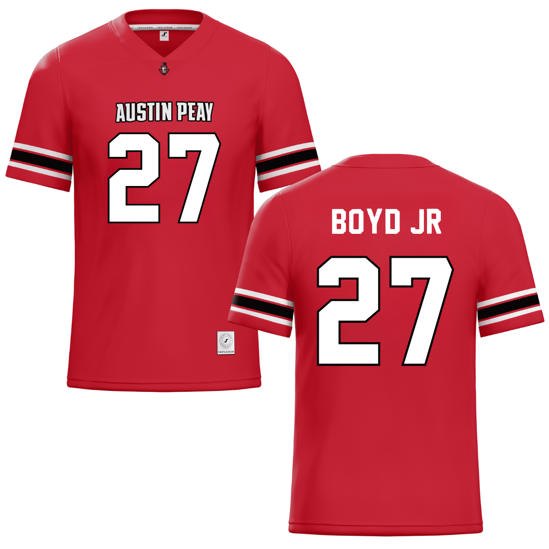 Austin Peay State University Red Football Jersey - #27 Tetoe Boyd Jr