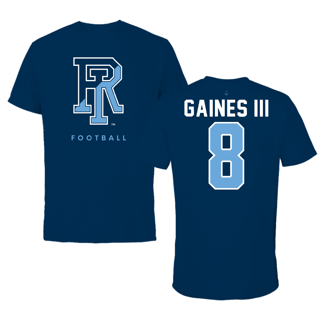 University of Rhode Island Football Navy Tee - #8 Greg Gaines III