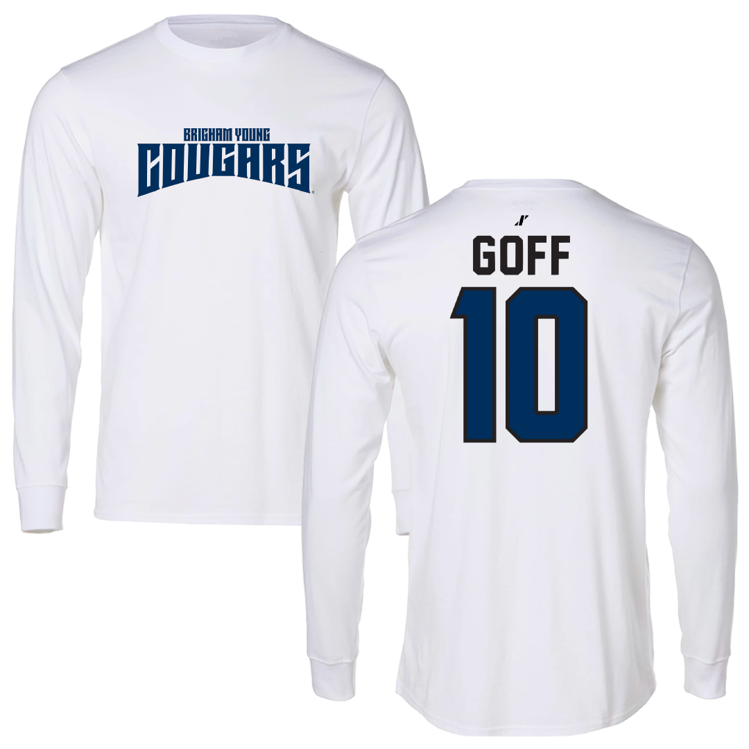 Brigham Young University Baseball White Classic Performance Long Sleeve - #10 Parker Goff