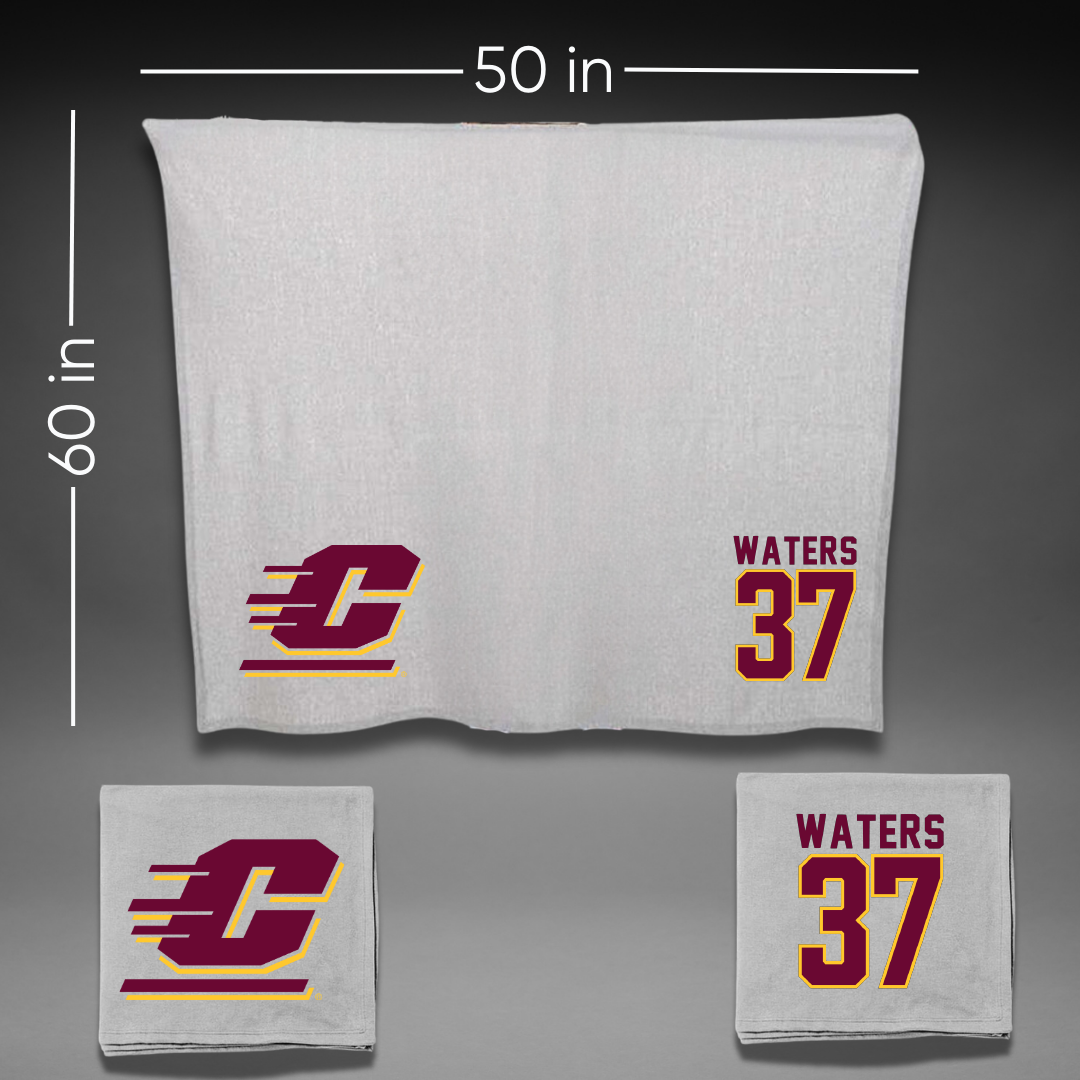 Central Michigan University Baseball Gray Blanket - #37 Evan Waters