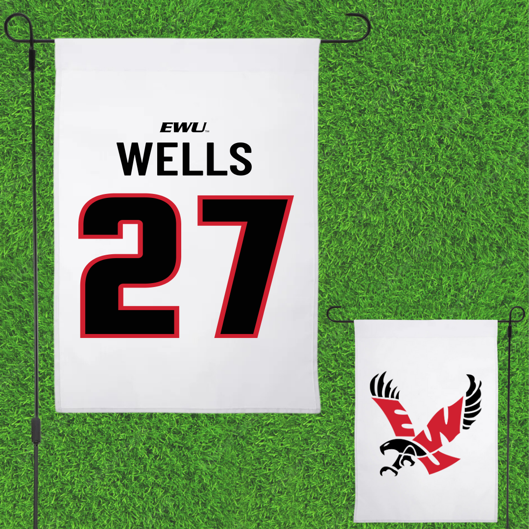 Eastern Washington University Football White Garden Flag - #27 DaJean Wells