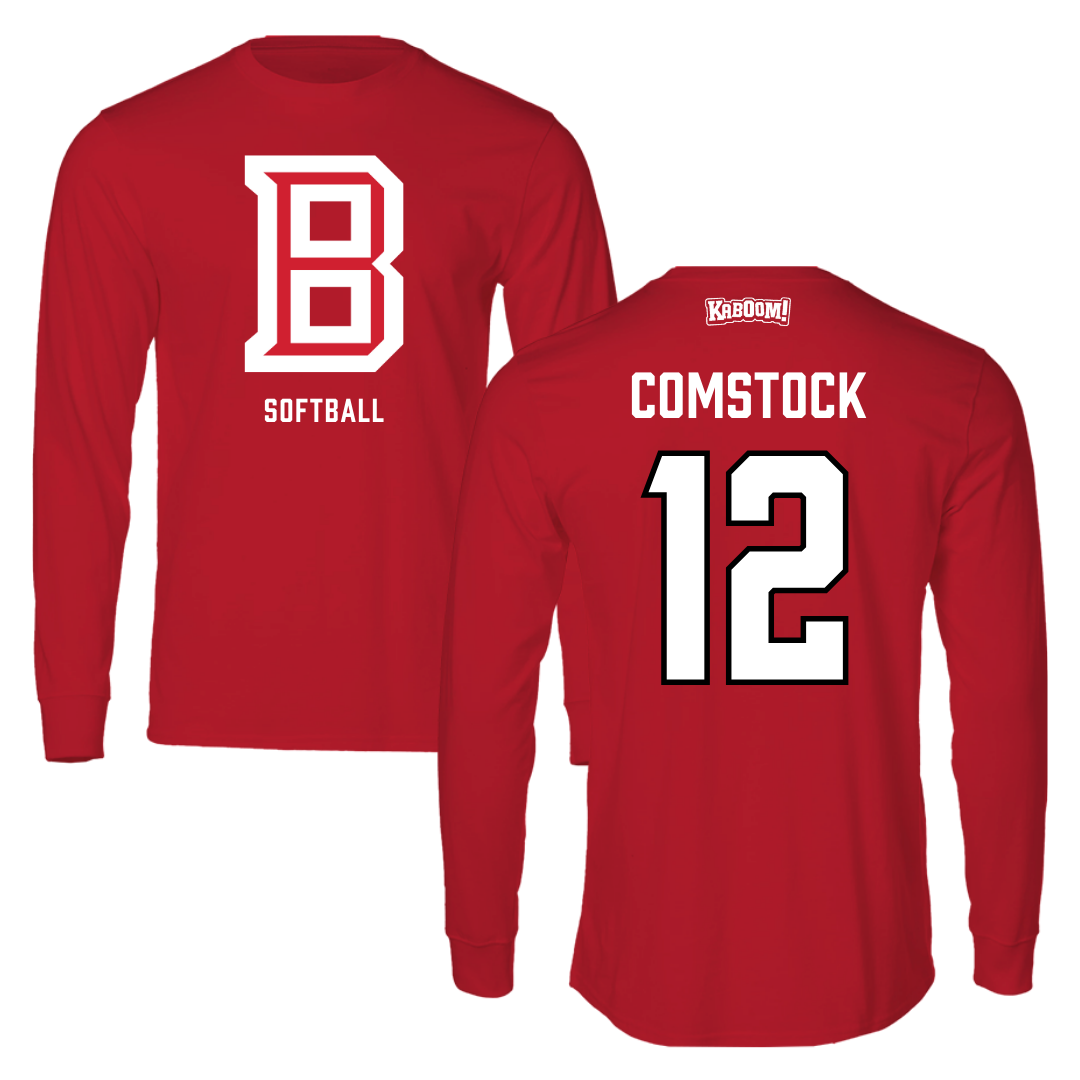 Bradley University Softball Red Performance Long Sleeve - #12 Austin Comstock