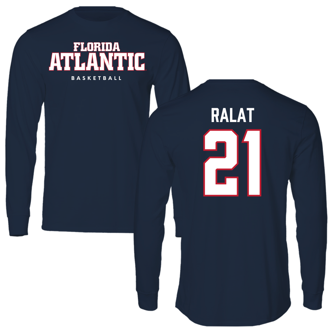 Florida Atlantic University Basketball Navy Block Long Sleeve - #21 Alejandro Ralat