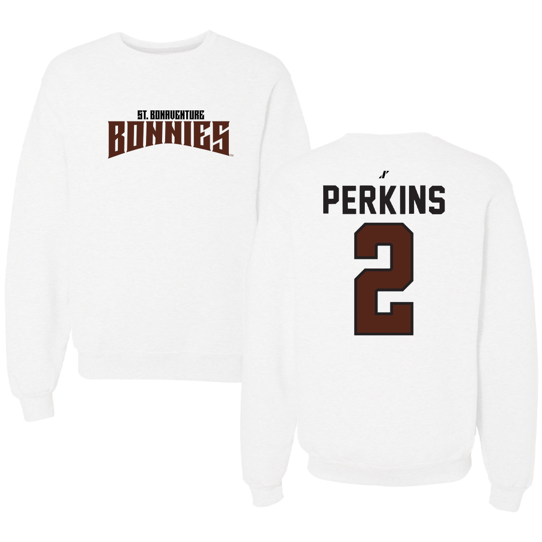 St. Bonaventure University Softball White Classic Crewneck - #2 Reanna Perkins