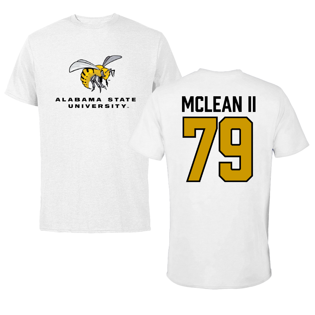 Alabama State University Football White Tee - #79 Phillip McLean II
