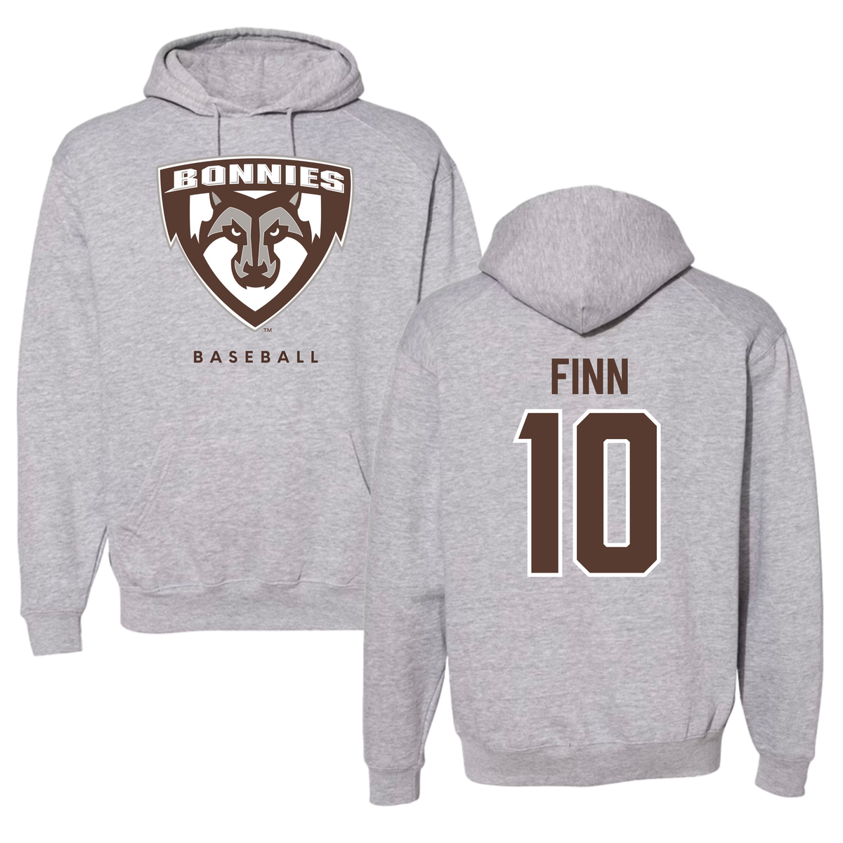 St. Bonaventure University Baseball Gray Hoodie - #10 Bobby Finn