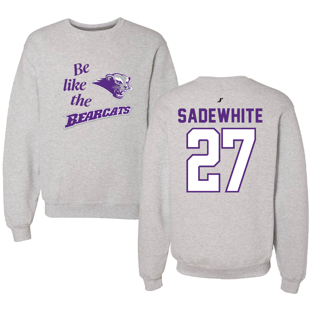 Southwest Baptist University Softball Light Gray Be Like Us Crewneck - #27 Lucy Sadewhite