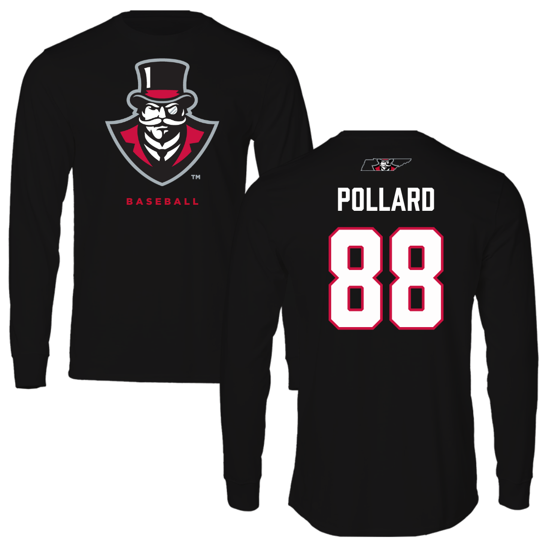 Austin Peay State University Baseball Black Mascot Performance Long Sleeve - #88 Davin Pollard