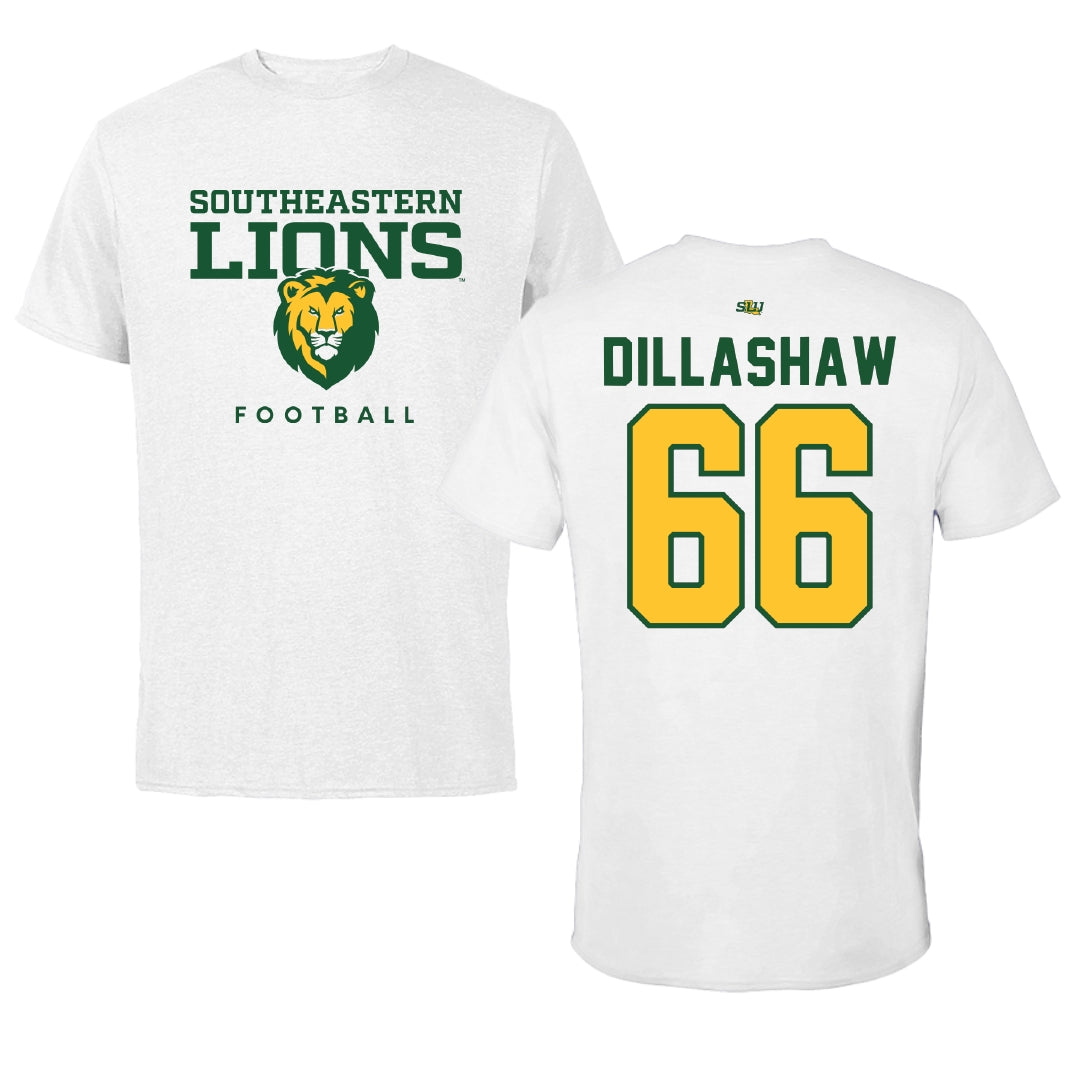 Southeastern Louisiana University Football White Tee - #66 Carson Dillashaw