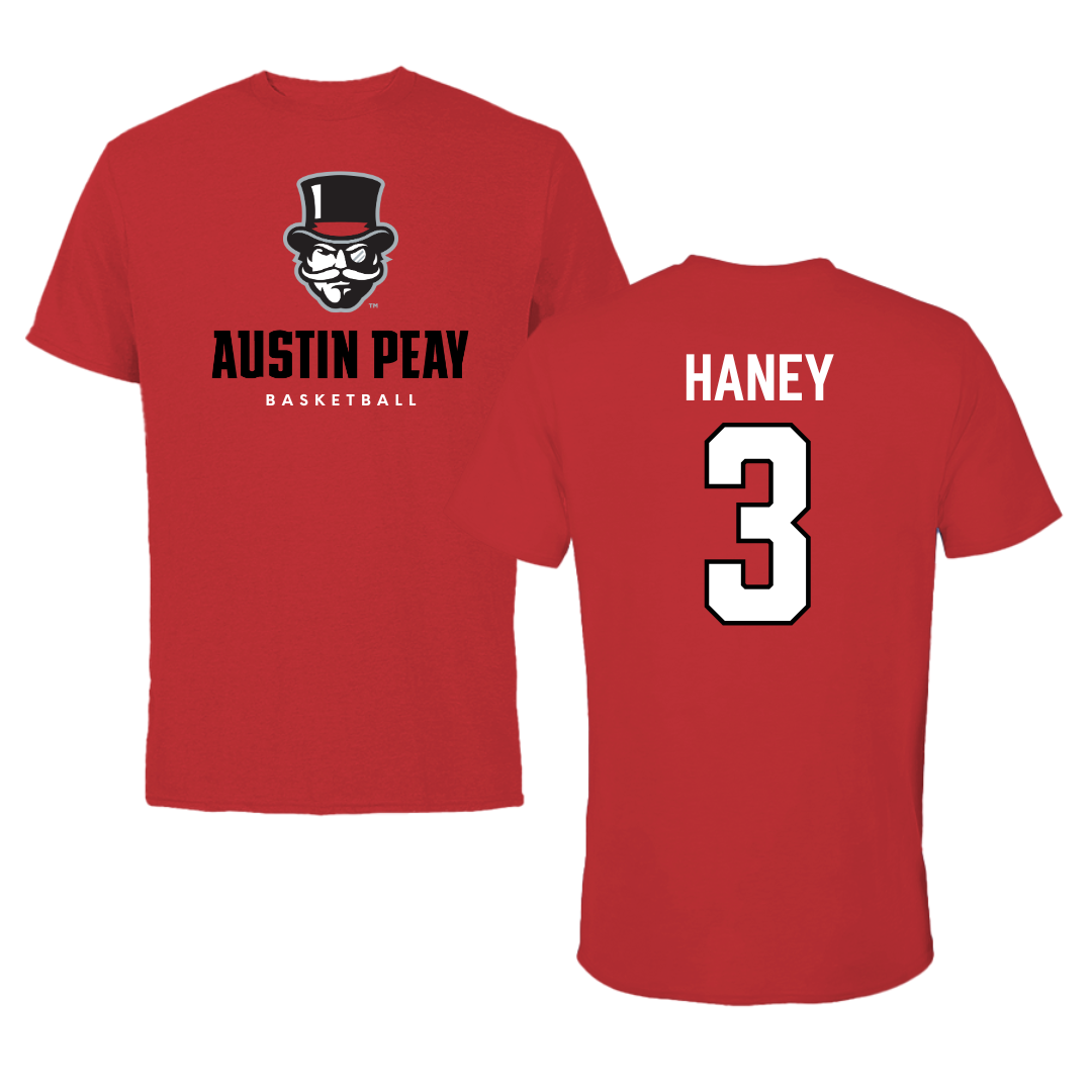 Austin Peay State University Basketball Red Mascot Performance Tee - #3 Isaac Haney