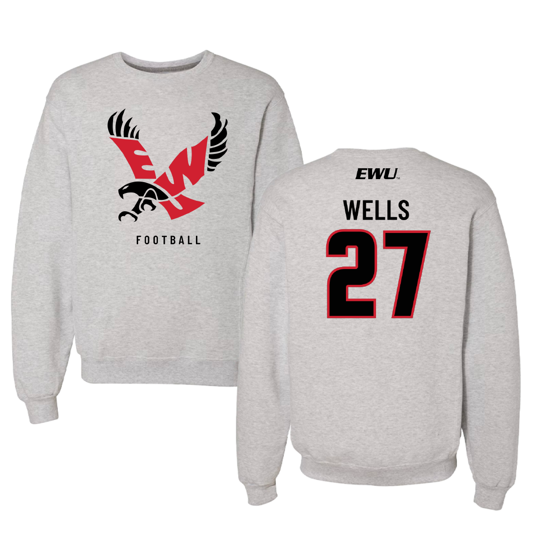 Eastern Washington University Football Gray Crewneck - #27 DaJean Wells