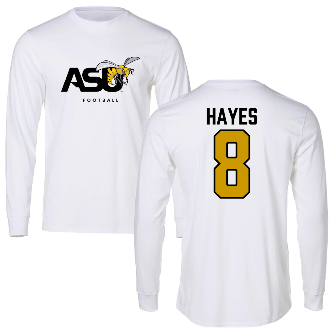 Alabama State University Football White Long Sleeve - #8 James Hayes