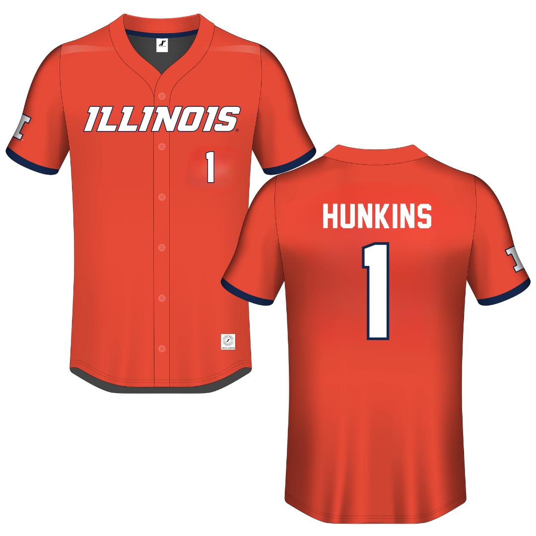University of Illinois Orange Button-Down Jersey - #1 Reese Hunkins